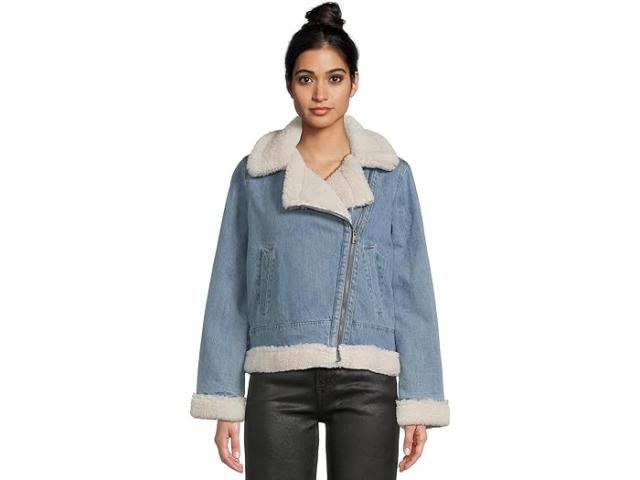 (取寄) リーバイス レディース デニム モト ジャケット ウィズ シェルパ ライニング Levi's women Denim Moto Jacket With Sherpa Lining Medium Wash