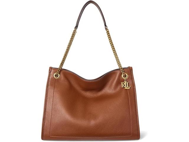 (取寄) ローレン ラルフローレン レディース ペブルド レザー ラージ ブラッドリー トート バッグ Lauren Ralph Lauren women Pebbled Leather Large Bradley Tote Bag Lauren Tan