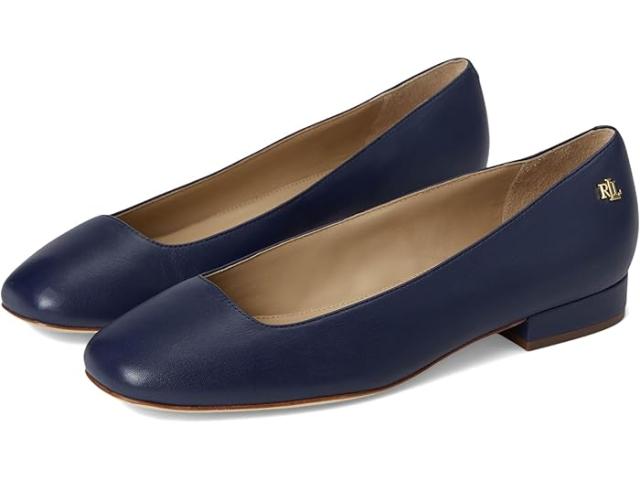 (取寄) ローレン ラルフローレン レディース ナッパ レザー バレエ フラッツ Lauren Ralph Lauren women Emellie Nappa Leather Ballet Flat Refined Navy