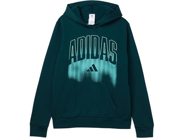 (取寄) アディダス キッズ メンズ グラフィック フリース フーデット プルオーバー (ビッグ キッド) adidas Kids men Graphic Fleece Hooded Pullover (Big Kid) Dark Green
