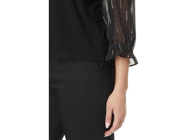 (取寄) シーシー レディース 3/4 スリーブ ミックスド メディア ニット トップ CeCe women CeCe 3/4 Sleeve Mixed Media Knit Top Rich Blackの通販は