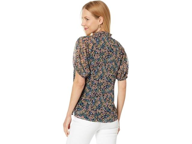 (取寄) シーシー レディース プリンテッド ラッフル ネック ラグラン シーム スプリット ネック ブラウザ CeCe women Printed Ruffle Neck Raglan Seam Split Neck Blouse Classic Navyの通販は