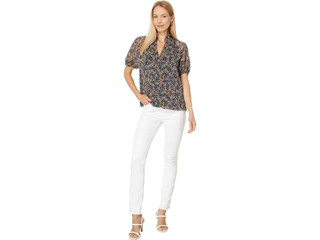 (取寄) シーシー レディース プリンテッド ラッフル ネック ラグラン シーム スプリット ネック ブラウザ CeCe women Printed Ruffle Neck Raglan Seam Split Neck Blouse Classic Navyの通販は