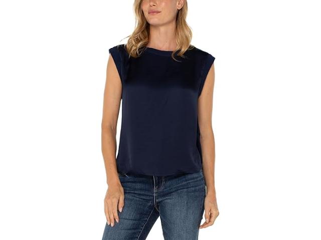 (取寄) リバプールロサンゼルス レディース スリーブレス ウーブン トゥ ニット トップ Liverpool Los Angeles women Sleeveless Woven To Knit Top Dark Navy