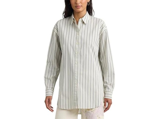 (取寄) ローレン ラルフローレン レディース ストライプド コットン ブロード シャツ LAUREN Ralph Lauren women LAUREN Ralph Lauren Striped Cotton Broadcloth Shirt Blue/White 2