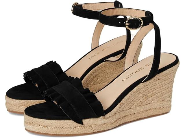 (取寄) ジャック ロジャース レディース ラッフル ウェッジ - スエード Jack Rogers women Rozette Ruffle Wedge - Suede Black