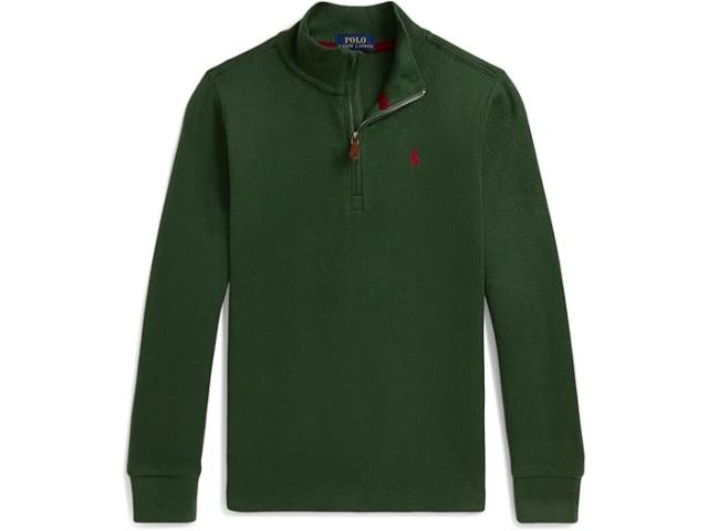 (取寄) ラルフローレン キッズ ボーイズ クォーター-ジップ プルオーバー (トドラー/リトル キッド) Polo Ralph Lauren Kids boys Estate-Rib Quarter-Zip Pullover (Toddler/Little Kid) Bottle Green