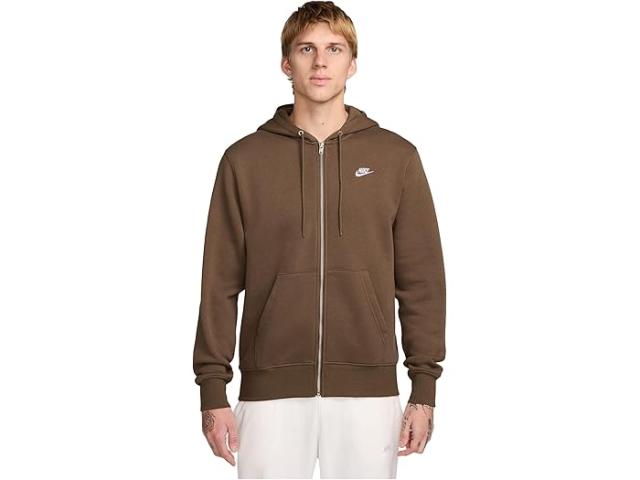 (取寄) ナイキ メンズ クラブ フル-ジップ フリース ブーディ Nike men Club Full-zip Fleece Hoodie Mosswood Brown/Mosswood Brown/White