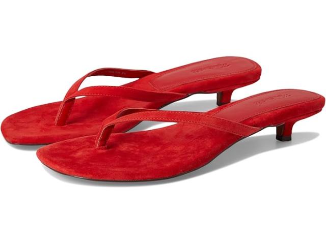 (取寄) メイドウェル レディース ヒールド トング サンダル - スエード Madewell women Tamia Heeled Thong Sandals - Suede Bandana Red
