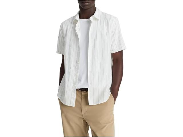 (取寄) ヴィンス メンズ チャッツワース ストライプ ショート スリーブ シャツ Vince men Chatsworth Stripe Short Sleeve Shirt Natural Combo