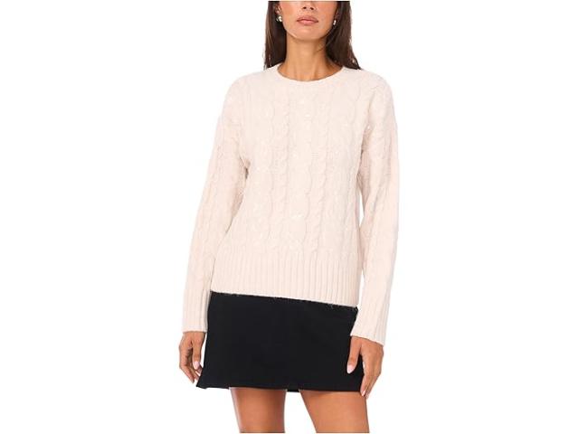 (取寄) ヴィンスカムート レディース シークイン ケーブル ロング スリーブ クルー ネック Vince Camuto women Sequin Cable Long Sleeve Crew Neck Ivory Heather