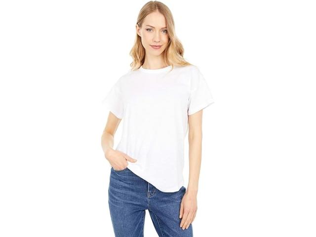 (取寄) メイドウェル レディース ウィスパー コットン リブ-クルーネック ティー Madewell women Whisper Cotton Rib-Crewneck Tee Optic White