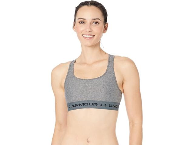 (取寄) アンダーアーマー レディース クロスバック ミッド ヘザー ブラ Under Armour women Cross-Back Mid Heather Bra Charcoal Light Heather/Black