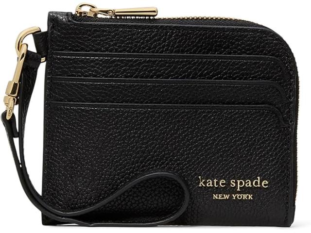 (取寄) ケイトスペード レディース デビン ペブルド レザー  カード ケース リスレット Kate Spade New York women Devin Pebbled Leather Coin Card Case Wristlet Black