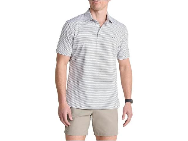 (取寄) ヴィンヤードヴァインズ メンズ ブラッドリー ストライプ サンカティ ポロ Vineyard Vines men Bradley Stripe Sankaty Polo White/Gray Harbor Tejeda
