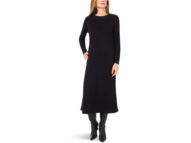 (取寄) ヴィンスカムート レディース ロング スリーブ ミディ ドレス Vince Camuto women Long Sleeve Midi Dress Rich Black