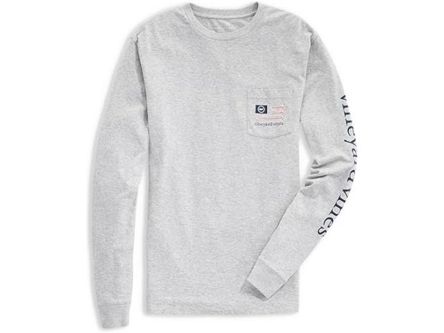 (取寄) ヴィンヤードヴァインズ メンズ ロング スリーブ ホッケー フロッグ ポケット ティー Vineyard Vines men Long Sleeve Hockey Flag Pocket Tee Grey Heather