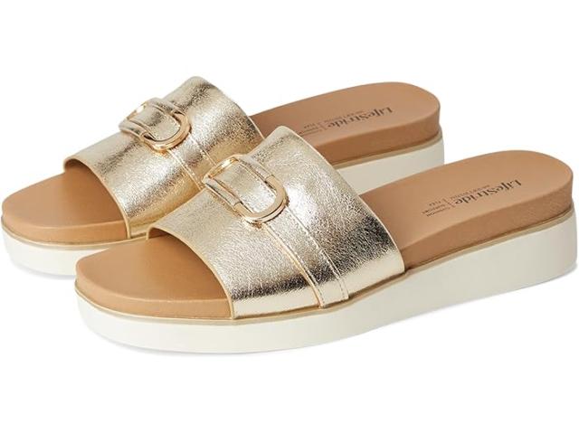 (取寄) ライフストライド レディース ジェネビーブ LifeStride women Genevieve Platino Gold Faux Leatherの通販はコンフォートサンダル