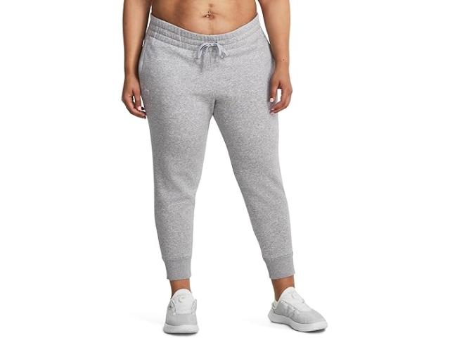 (取寄) アンダーアーマー レディース プラス サイズ ライバル フリース ジョガーズ Under Armour women Plus Size Rival Fleece Joggers Mod Gray Light Heather/White