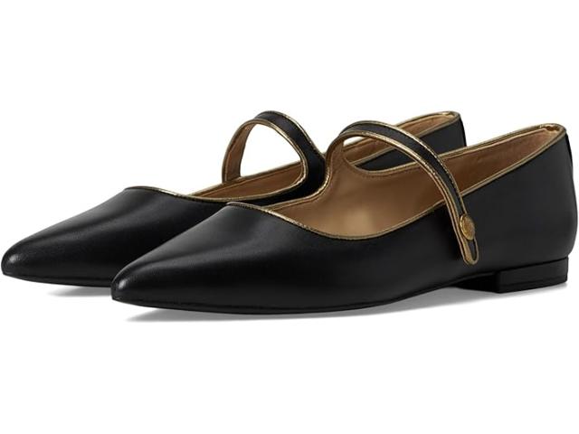 (取寄) ローレン ラルフローレン レディース ロンドン メタリック-トリム レザー メアリー ジーン Lauren Ralph Lauren women Londyn llic-Trim Leather Mary Jane Black/Antique Gold