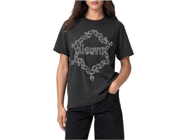 (取寄) オールセインツ レディース ドリップ エンブ Bf ティー AllSaints women Drip Emb Bf Tee Washed Black