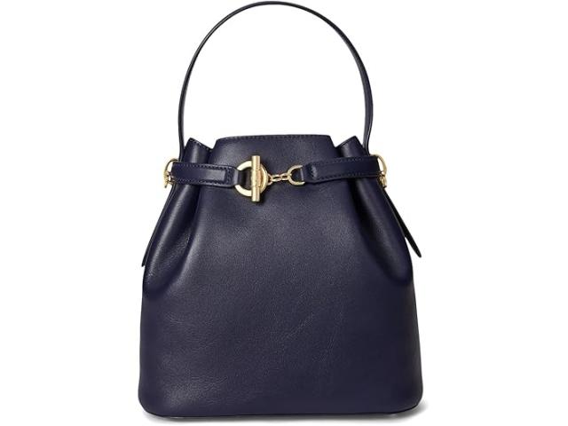 (取寄) ローレン ラルフローレン レディース レザー ミディアム ブレイク バケット バッグ Lauren Ralph Lauren women Leather Medium Blaike Bucket Bag Navy