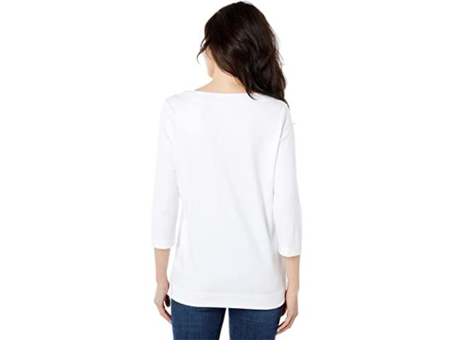 (取寄) エルエルビーン レディース ピマ トップス スプリットネック チュニック 3/4 スリーブ L.L.Bean women  Pima Tops Split-Neck Tunic 3/4 Sleeve White