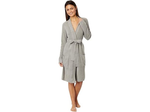 (取寄) ベアフットドリームス レディース コージシック ライト リブド ローブ Barefoot Dreams women CozyChic Lite Ribbed Robe Dove Gray