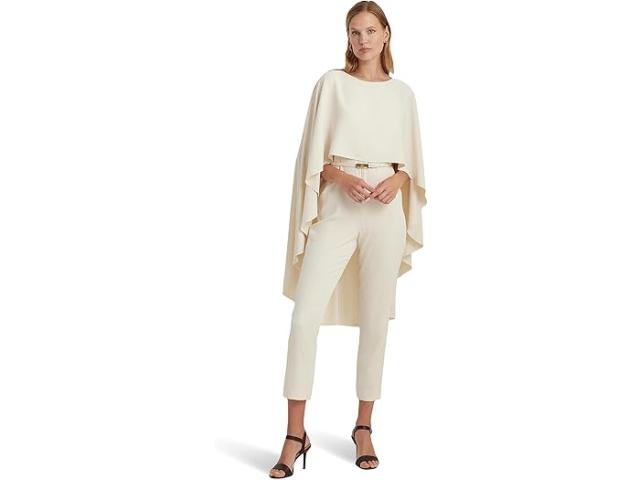 (取寄) ローレン ラルフローレン レディース ベルテッド ケープ ジョーゼット ジャンプスーツ Lauren Ralph Lauren women Lauren Ralph Lauren Belted Cape Georgette Jumpsuit Mascarpone Creamの通販は