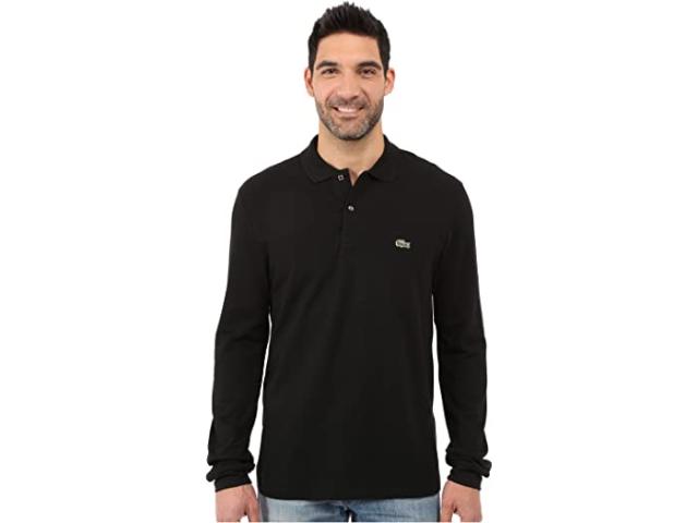 (取寄) ラコステ メンズ ロング スリーブ クラシック ピケ ポロ シャツ Lacoste men  Long Sleeve Classic Pique Polo Shirt Black