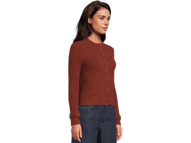 (取寄) メイドウェル レディース ロング スリーブ コージー コットン リブド カーディガン Madewell women Long Sleeve Cozy Cotton Ribbed Cardigan Deep Rust