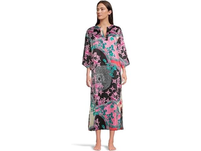 (取寄) N バイ ナトリ レディース ブロケード サテン カフタン N by Natori women Brocade Satin Caftan Black Multi