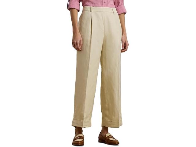 (取寄) ローレン ラルフローレン レディース リネンブレンド ツイル ワイド-レッグ パンツ Lauren Ralph Lauren women Linen-Blend Twill Wide-Leg Pants Ivory Beige
