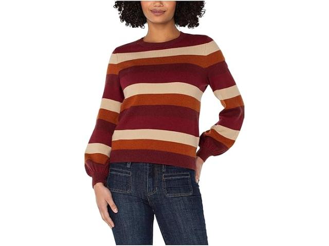(取寄) リバプールロサンゼルス レディース ロング スリーブ クルー ネック セーター Liverpool Los Angeles women Long Sleeve Crew Neck Sweater Burgundy Multi Stripe
