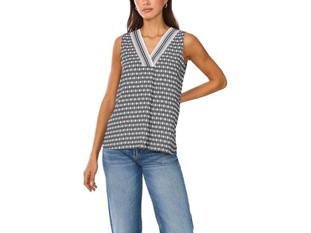 (取寄) ヴィンスカムート レディース V ネック スリーブレス ブラウザ Vince Camuto women V Neck Sleeveless Blouse Rich Black