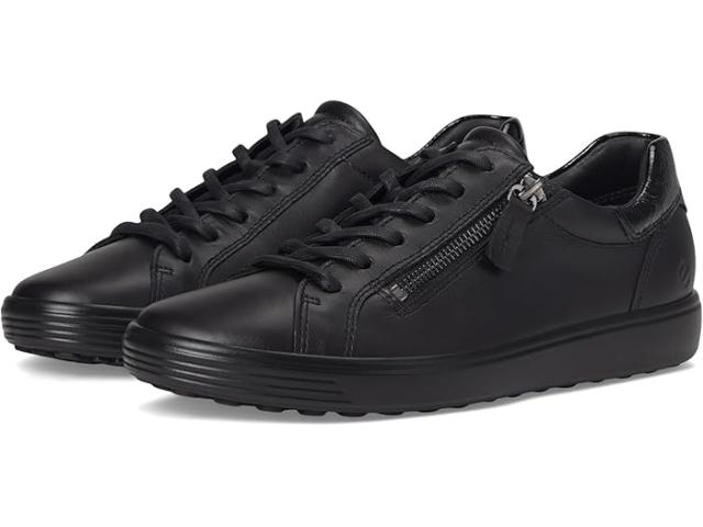 (取寄) エコー レディース ソフト 7 サイド ジップ レース スニーカー ECCO women Soft 7 Side Zip Lace Sneakers Black