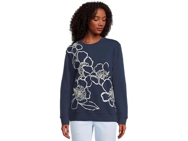 (取寄) リリー ピュリッツァー レディース バラッド ロング スリーブ スウェットシャツ Lilly Pulitzer women Ballad Long Sleeve Sweatshirt Low Tide Navy Go Big Embroidery