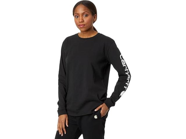 (取寄) カーハート レディース ルーズ フィット ヘビーウェイト ロング スリーブ ロゴ スリーブ T-シャツ Carhartt women Carhartt Loose Fit Heavyweight Long Sleeve Logo Sleeve T-Shirt Blackの通販は 8,220円