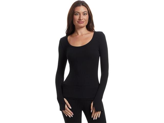 (取寄) ベアフットドリームス レディース ウルトラ ソフト リブ ロング スリーブ ティー Barefoot Dreams women Ultra Soft Rib Long Sleeve Tee Black