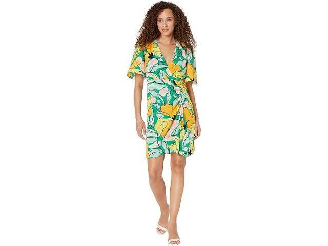 (取寄) マギー ロンドン レディース フラッター スリーブ プリンテッド ミニ ドレス Maggy London women Flutter Sleeve Printed Mini Dress Jade