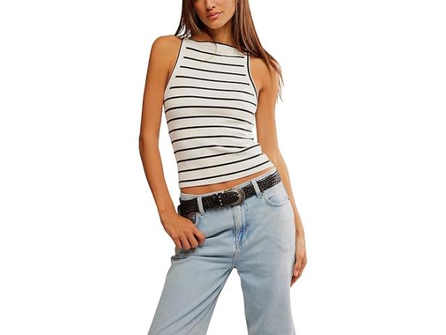 (取寄) フリーピープル レディース ミア ストライプ Free People women Mia Tank-Yd Stripe Black/White Combo