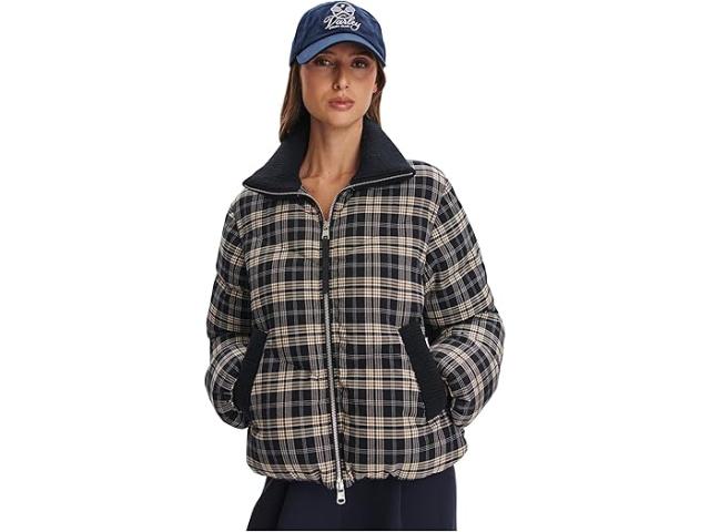 (取寄) バーリー レディース ブリオニア ショート パファー ジャケット Varley women Bryony Short Puffer Jacket Navy Check