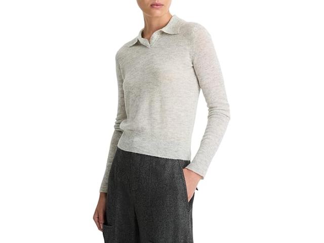 (取寄) ヴィンス レディース シルク ブレンド ポロ Vince women Vince Silk Blend Polo Mist Greyの通販は