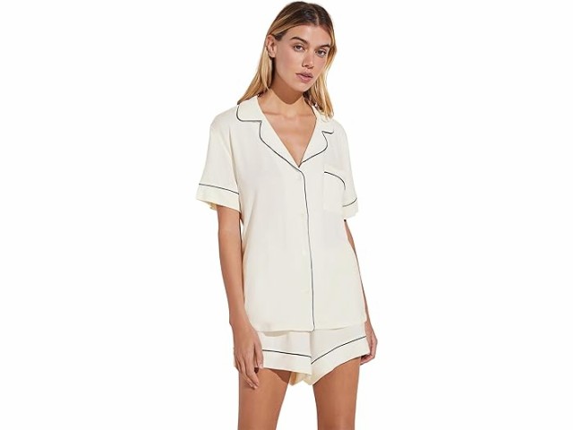(取寄) エバージェイ レディース ジゼル - ザ リラックスド-フィット ショート パジャマ セット Eberjey women Eberjey Gisele - The Relaxed Short Pajama Set Pure Ivory