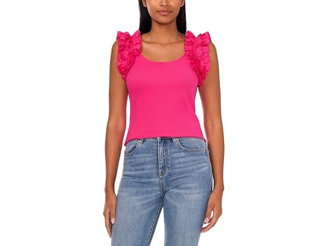 (取寄) シーシー レディース ラッフル リブ タンク CeCe women CeCe Ruffle Rib Tank Bright Roseの通販は