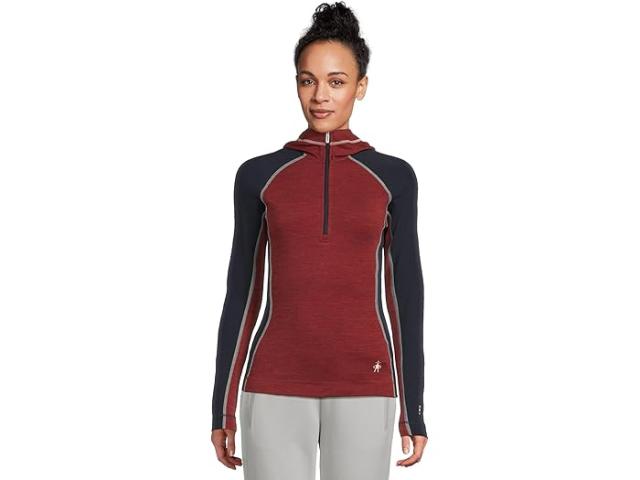 (取寄) スマートウール レディース クラシック サーマル メリノ ベース レイヤー 1/2 ジップ ブーディ Smartwool women Classic Thermal Merino Base Layer 1/2 Zip Hoodie Currant Heather