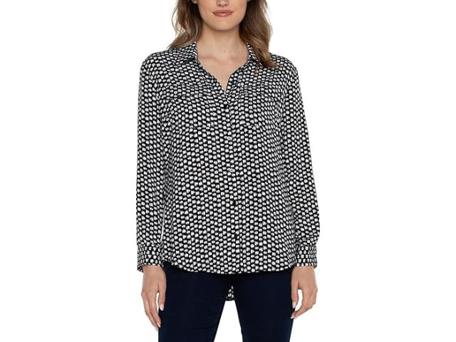 (取寄) リバプールロサンゼルス レディース フラップ ポケット ボタン フロント ウーブン ブラウザ Liverpool Los Angeles women Liverpool Los Angeles Flap Pocket Button Front Woven Blouse Black White Mini Dotの通販は 18,907円