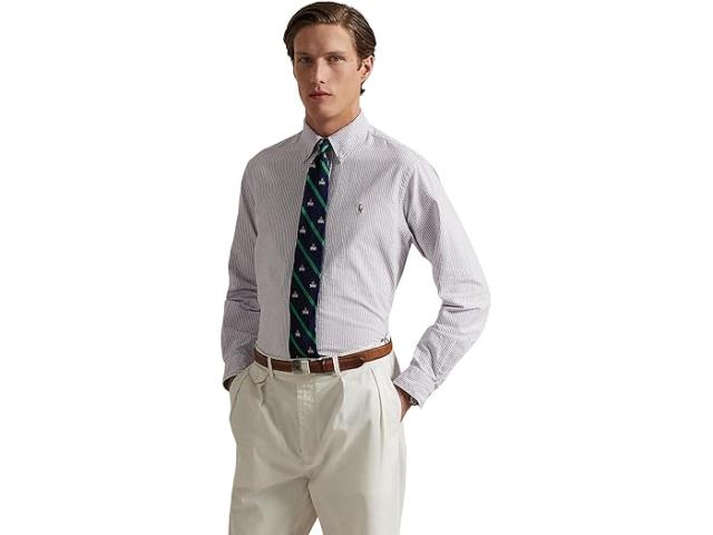 (取寄) ラルフローレン メンズ クラシック フィット ストライプド オックスフォード シャツ Polo Ralph Lauren men Classic Fit Striped Oxford Shirt Thistle/White