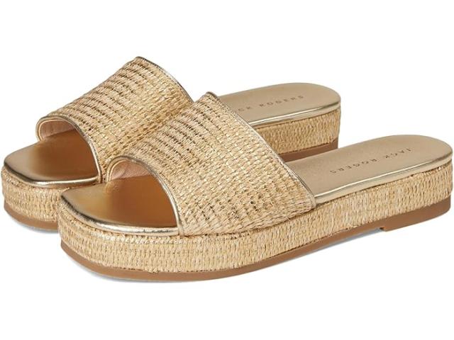 (取寄) ジャック ロジャース レディース ベイ フラットフォーム サンダル - ラフィア Jack Rogers women Bay Flatform Sandal - Raffia Gold
