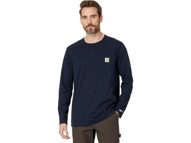 (取寄) カーハート メンズ フォース リラックスド-フィット フィット ミッドウエイト ロング スリーブ ポケット T-シャツ Carhartt men Force Relaxed Fit Midweight Long Sleeve Pocket T-Shirt Navy